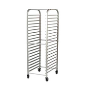 6063-T5 | Carro espiguero de aluminio Migsa para 20 charolas de 45 x 65 cm con ruedas con freno
