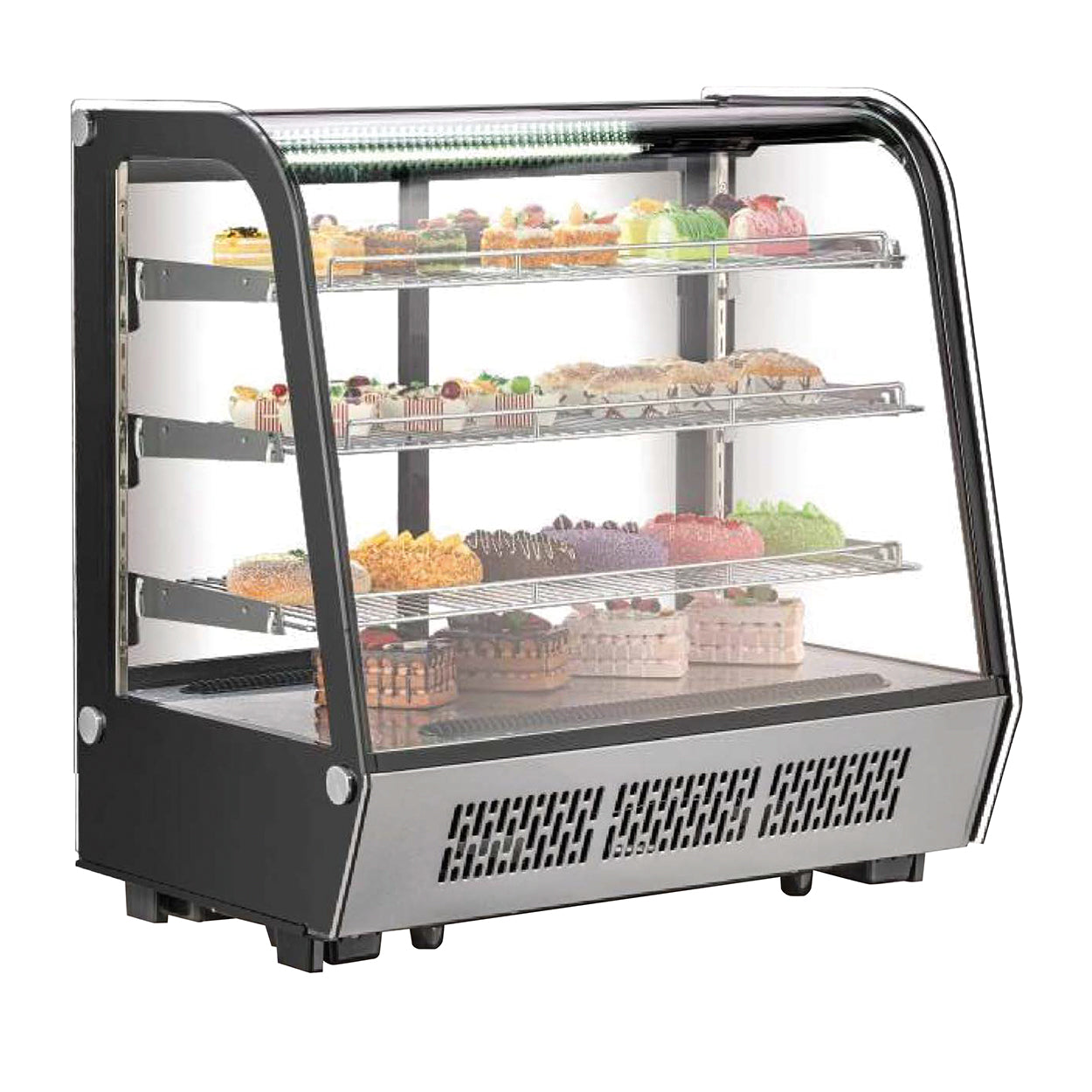 CW-145R | Vitrina refrigerada de cristal curvo Migsa  145 L con 4 niveles, puertas corredizas e iluminación LED