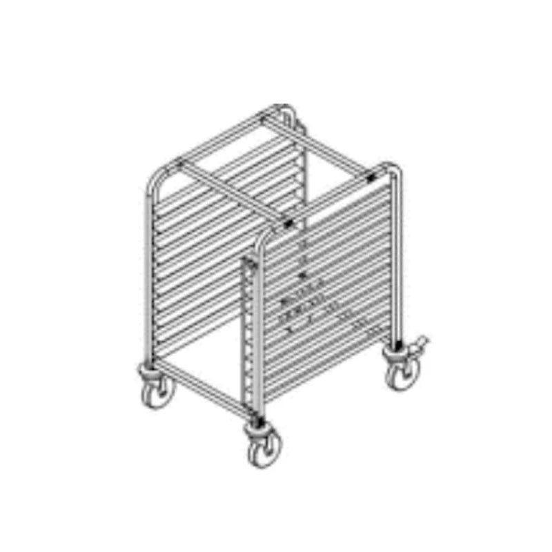6063-T1  | Carro espiguero de aluminio Migsa para 10 charolas de 45 x 65 cm con ruedas con freno