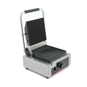 BN-811 | Plancha panini sencilla Migsa 1.8 kW con placa acanalada de teflón y termostato ajustable
