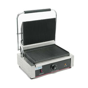 BN-811E | Plancha panini grande Migsa 2 kW con placas acanaladas de teflón y termostato ajustable