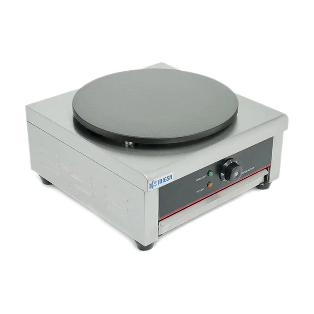 EM-1 | Crepera sencilla eléctrica Migsa 2.75 kW con plato de teflón de 40 cm y termostato