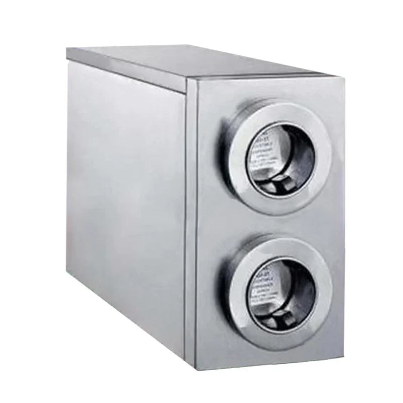 HCW-2 | Despachador de vasos Migsa con gabinete de acero inoxidable y 2 secciones