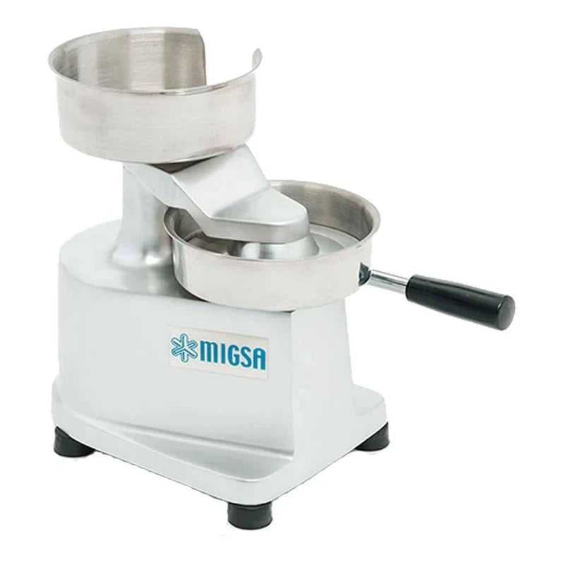 HF-100 | Formadora manual de carne para hamburguesas Migsa  10 cm con plato de acero inoxidable y aluminio anodizado