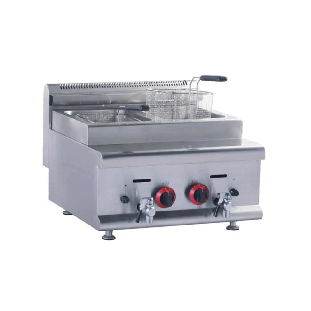 HGR-608 | Freidora modular a gas Migsa con 2 tinas independientes de 8 L y válvulas de drenado