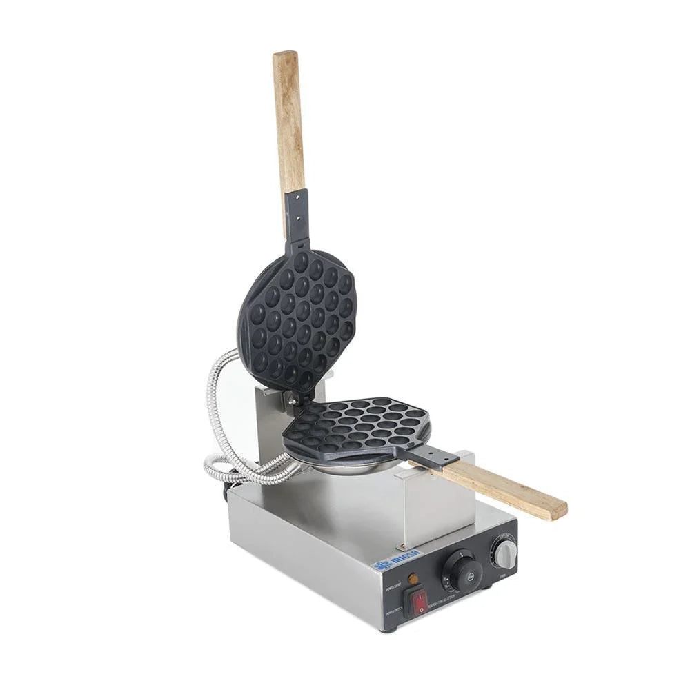 HK-Q1 | Wafflera giratoria de burbuja Migsa con planchas de fierro fundido con teflón y temporizador de 5 min