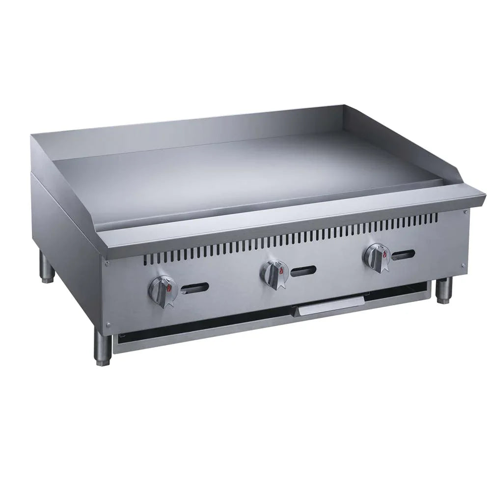 MGRG-36-MG | Plancha comercial a gas Migsa con 3 quemadores de 90000 BTU/h y placa de acero de 3/4"