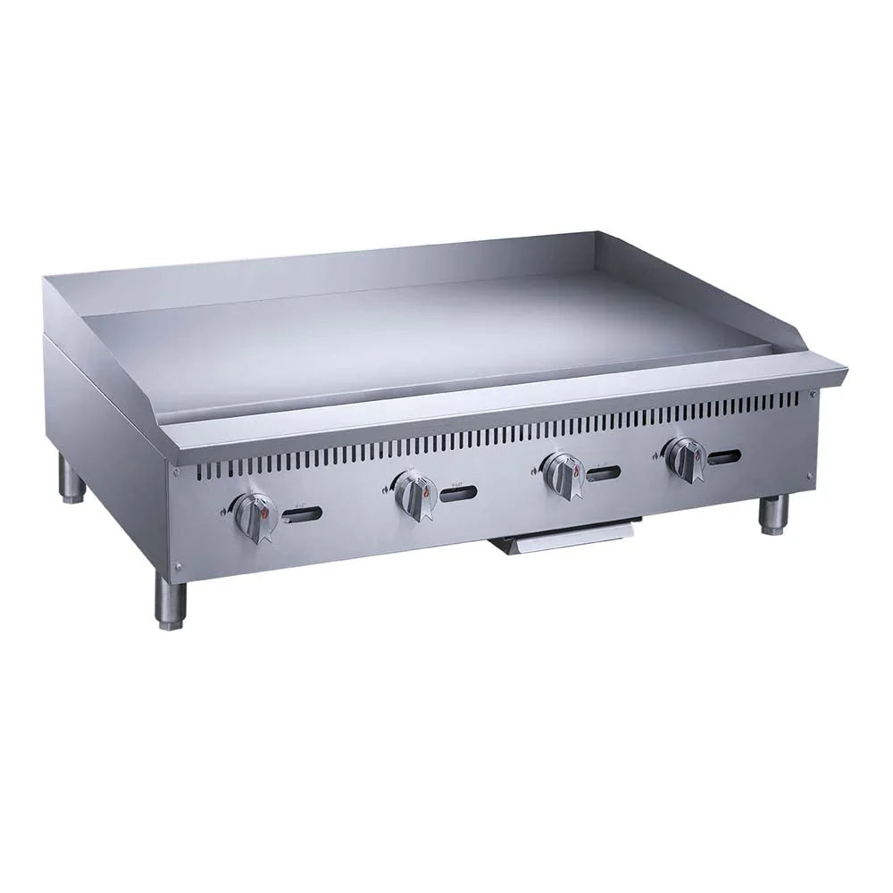 MGRG-48-MG | Plancha comercial a gas Migsa con 4 quemadores de 120000 BTU/h y placa de acero de 3/4"