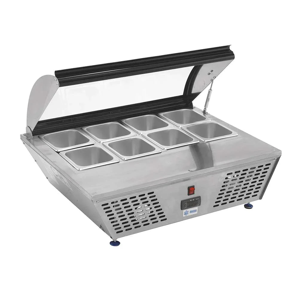 RTW-67L | Base refrigerada de sobremesa Migsa 67 L con 8 insertos y tapa de cristal