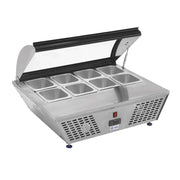 RTW-67L | Base refrigerada de sobremesa Migsa 67 L con 8 insertos y tapa de cristal