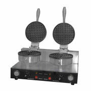 UWB-2  | Wafflera tipo americana doble Migsa 2400 W con 2 platos de teflón, termostatos ajustables y temporizadores de 5 min