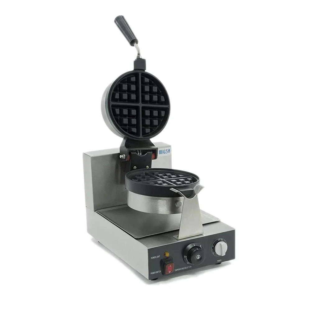 UWBX-1  | Wafflera belga giratoria Migsa 1200 W con plato de fundición con teflón y termostato ajustable