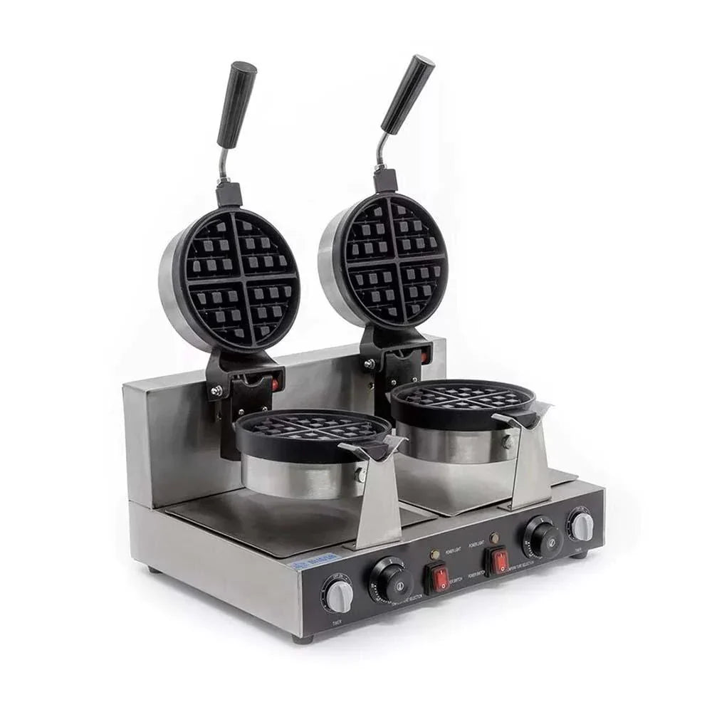 UWBX-2  | Wafflera belga giratoria doble Migsa 1600 W con 6 piezas, platos de teflón y termostato ajustable