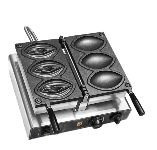 WDR-3 | Wafflera de figura anatómica Migsa 1600 W con 3 piezas, platos de teflón y termostato ajustable