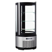 ARC-100R | Refrigerador vertical circular Migsa 100 L con puerta abatible, entrepaños giratorios e iluminación LED