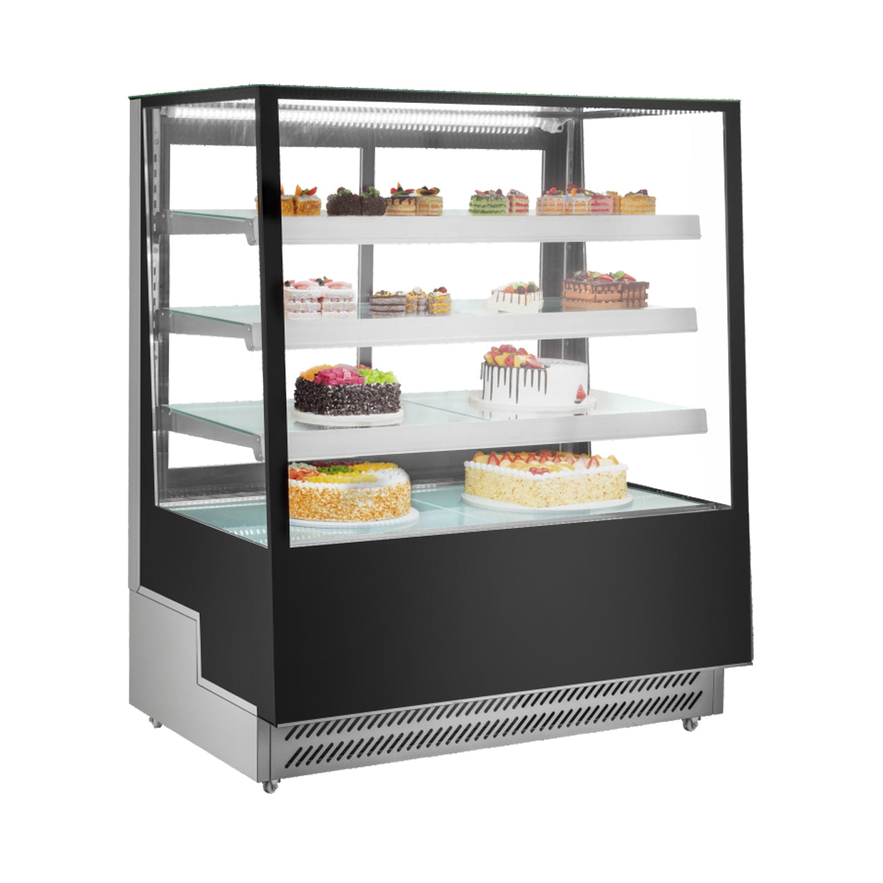 ARC-300L | Vitrina refrigerada de piso Migsa  350 L con cristal recto, 4 caras de exhibición e iluminación LED