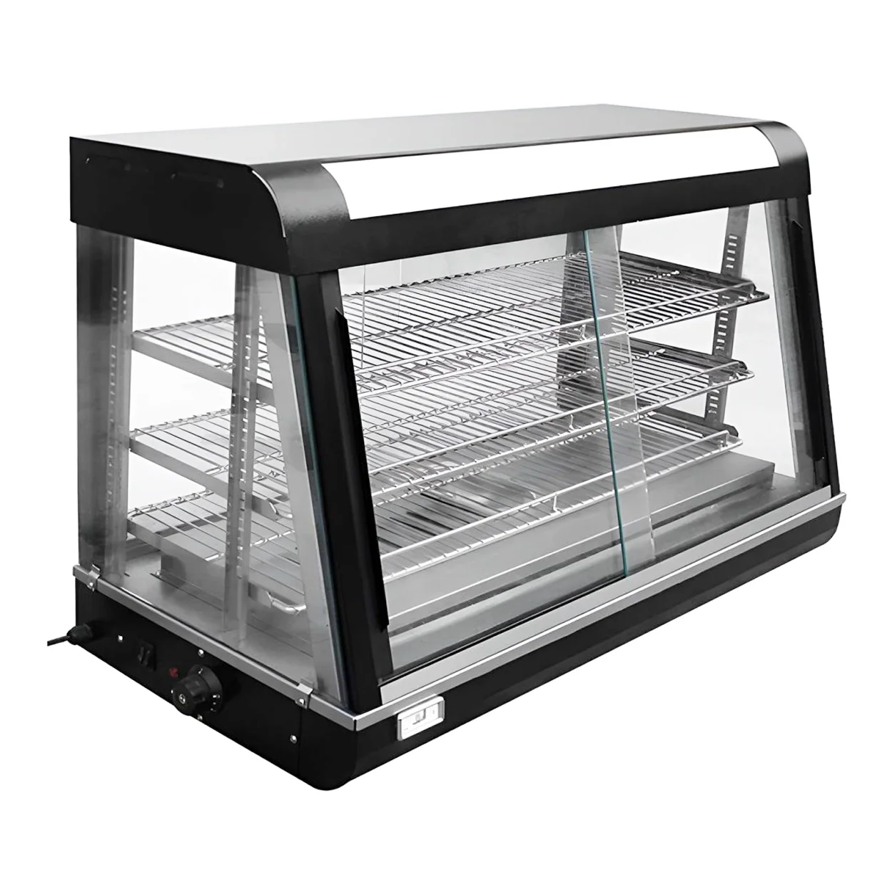 BN-600R | Vitrina caliente sobre mostrador Migsa 1840 W con frente de 60 cm, 3 niveles y puertas deslizables