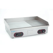 BN-822B | Plancha grill eléctrica lisa y acanalada Migsa 4.4 kW con 2 termostatos y cajón para grasa