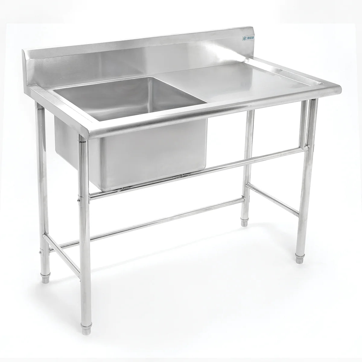 BN-S09 | Fregadero industrial sencillo de acero inoxidable Migsa con 1 tarja de 45 x 45 x 28 cm y regatones ajustables
