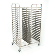 BN-T07  | Carro porta charolas doble Migsa de acero inoxidable para 36 charolas de 45 x 65 cm con ruedas con freno