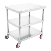 BN-W06/80 | Mesa viajera de 3 niveles Migsa de acero inoxidable con ruedas y frenos