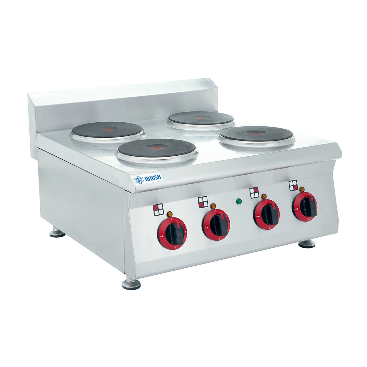 BN600-E603 | Parrilla eléctrica Migsa  8 kW con 4 platos calientes y controles de temperatura