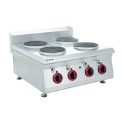 BN600-E603 | Parrilla eléctrica Migsa  8 kW con 4 platos calientes y controles de temperatura