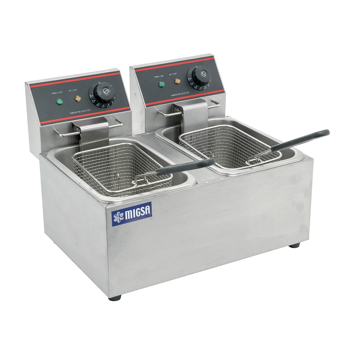 CKEF2LTS4 | Freidora eléctrica doble Migsa con 2 tinas de 4 L y potencia de 2 x 1500 W