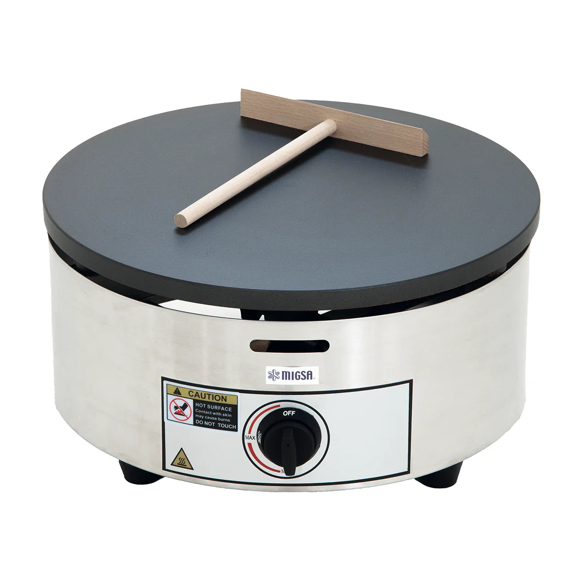 CM-04G | Crepera circular a gas LP Migsa 40 cm con plato de teflón y encendido electrónico