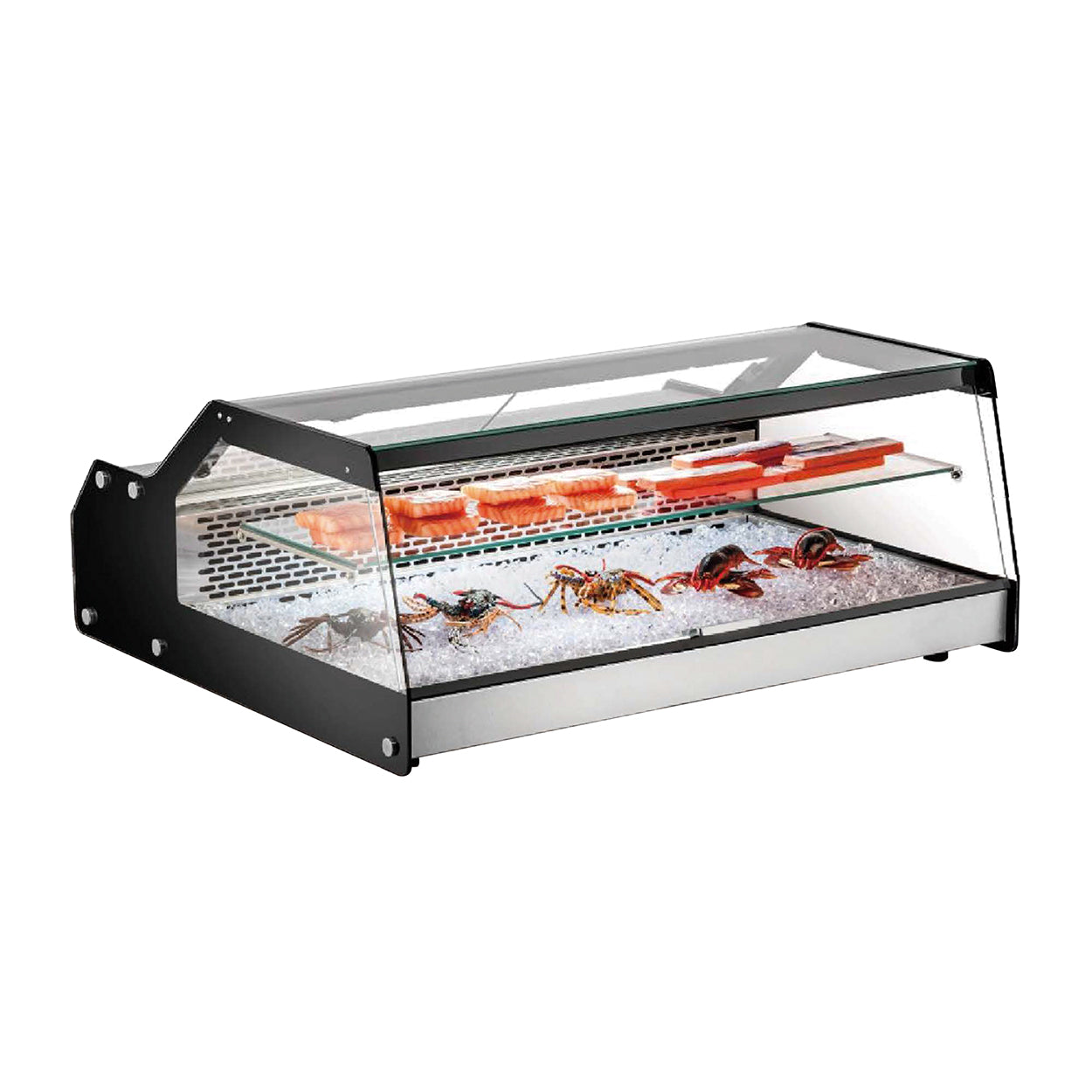 CW-128 | Vitrina refrigerada de cristal recto Migsa  112 L con puertas corredizas delanteras y traseras e iluminación LED