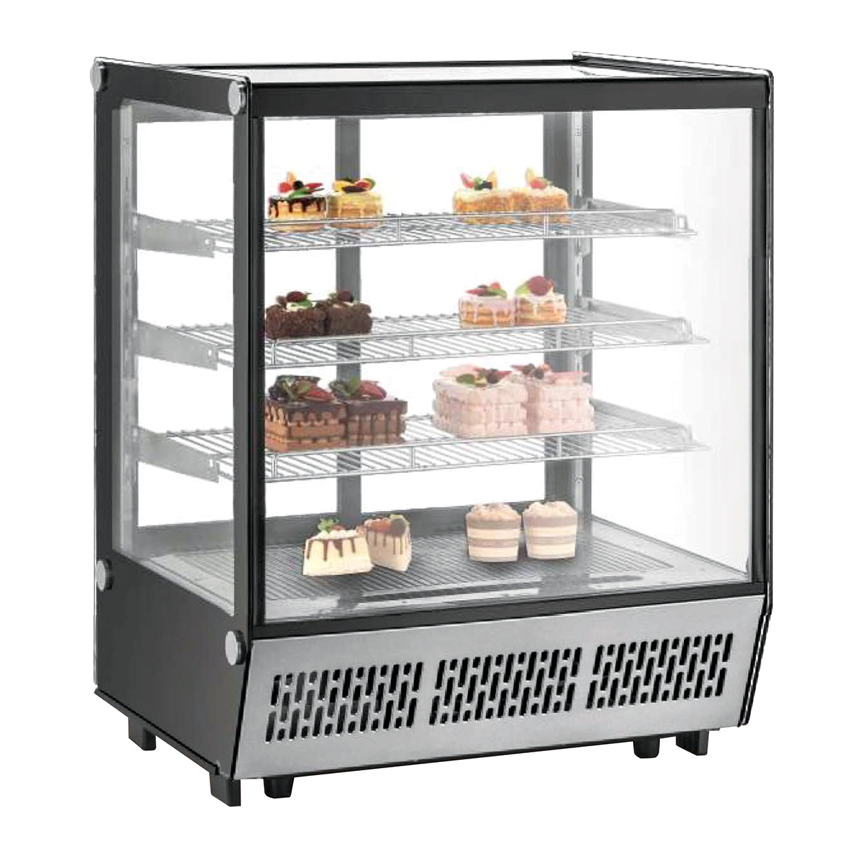 CW-145 | Vitrina refrigerada de cristal recto Migsa  145 L con 4 niveles, puertas corredizas e iluminación LED