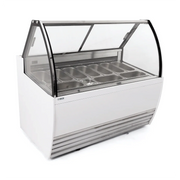 DW-10 | Vitrina exhibidora de helados Migsa  1500 W con 10 insertos de 5 L, frente curvo e iluminación LED
