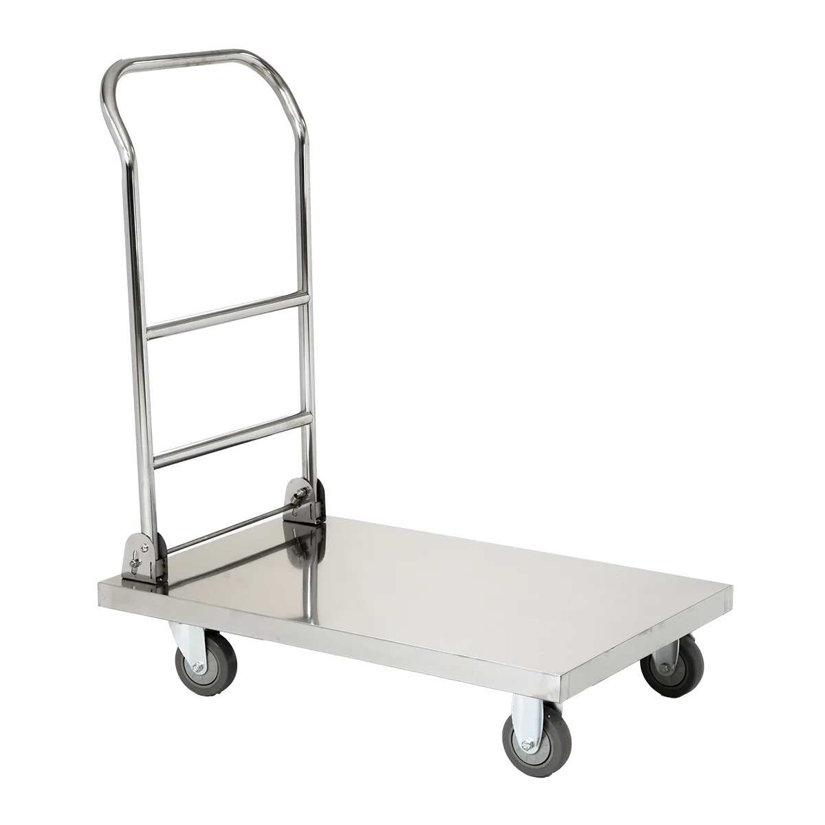 FT-B  | Carro plataforma de acero inoxidable Migsa para carga pesada con maneral abatible y ruedas con freno