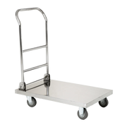 FT-B  | Carro plataforma de acero inoxidable Migsa para carga pesada con maneral abatible y ruedas con freno