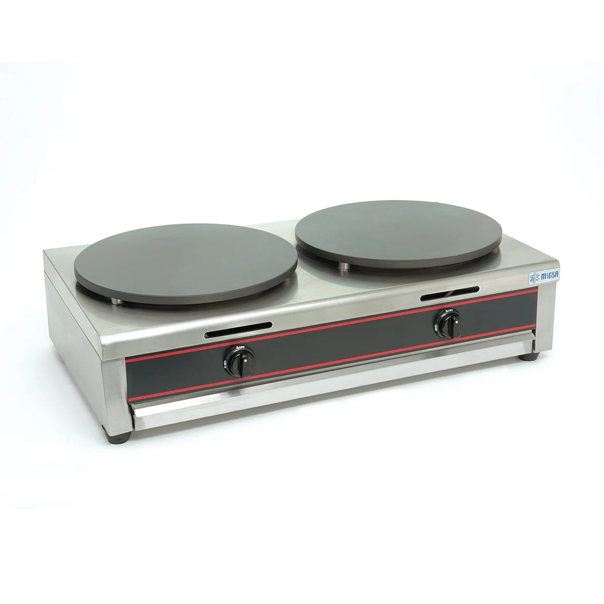 GM-2 | Crepera doble a gas Migsa con 2 platos de teflón de 40 cm y encendido electrónico