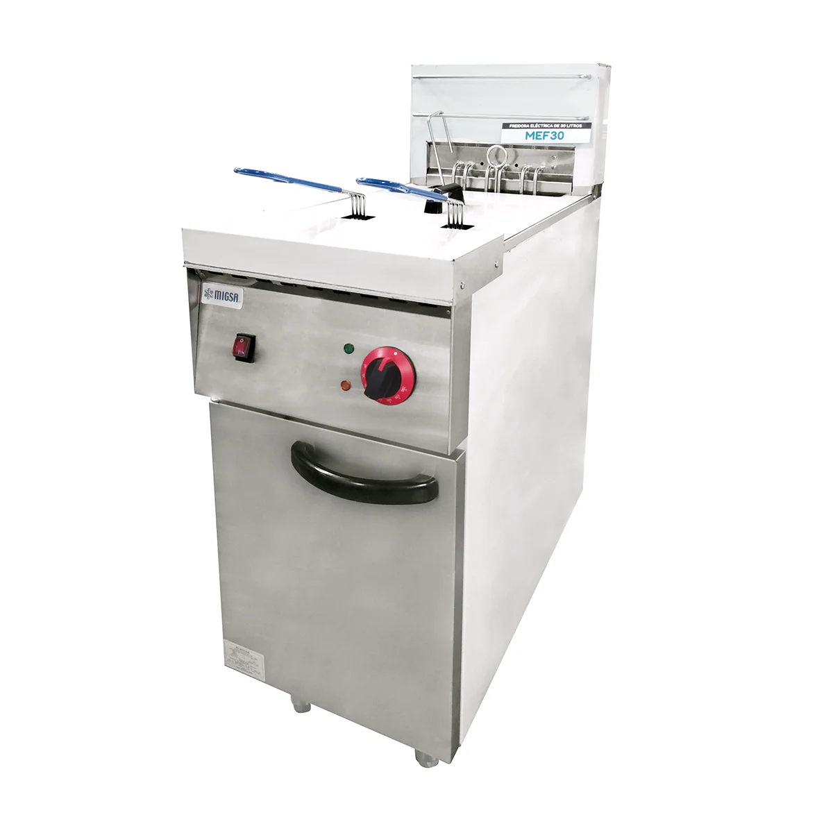 MEF-30 | Freidora eléctrica de piso Migsa 30 L con 2 canastillas y termostato ajustable