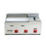 PFM-85 | Plancha grill lisa con freidora a gas Migsa con placa de 550 x 350 mm y freidora de 4 L