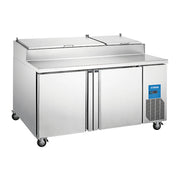PICL2 | Mesa para preparación de pizzas Migsa 560 L con 2 puertas, tapa abatible e insertos incluidos