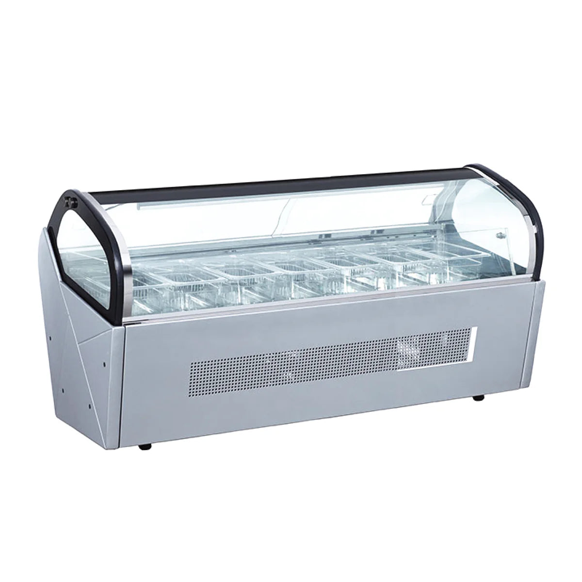 RTD-142L | Vitrina exhibidora de helados sobre mostrador Migsa  860 W con 7 insertos, frente curvo e iluminación LED