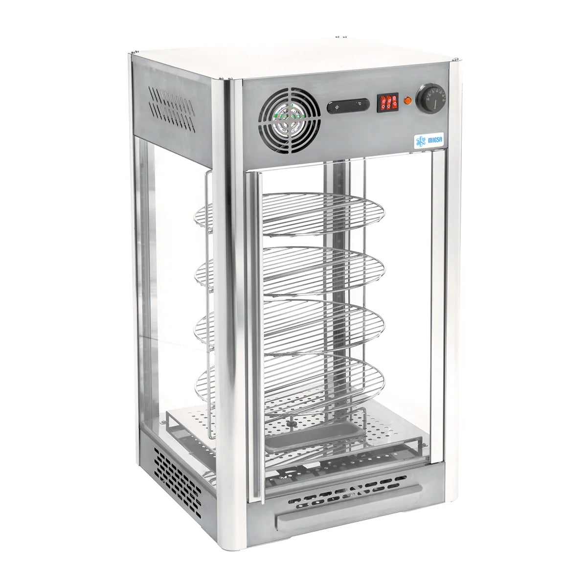 RTR-108L | Exhibidor y calentador de pizza Migsa 108 L con 4 niveles giratorios e iluminación LED