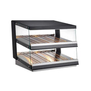 RTR-85D | Exhibidor caliente para paso de alimentos Migsa 1160 W con 2 niveles y vidrios templados laterales