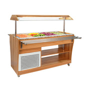 RTS-1490L | Mesa buffetera refrigerada móvil Migsa  con 4 insertos enteros, cubierta de granito y control digital de temperatura