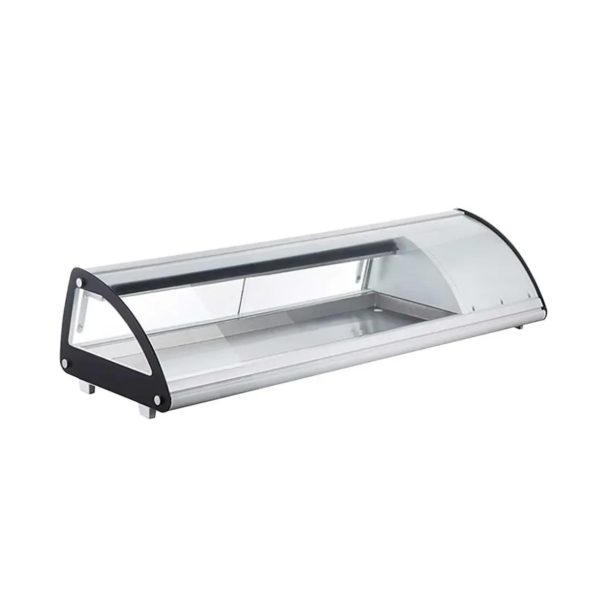 RTS-63L | Vitrina refrigerada para sushi Migsa 63 L con cristal curvo abatible, iluminación LED y 5 charolas GN 1/3