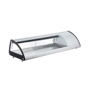 RTS-63L | Vitrina refrigerada para sushi Migsa 63 L con cristal curvo abatible, iluminación LED y 5 charolas GN 1/3