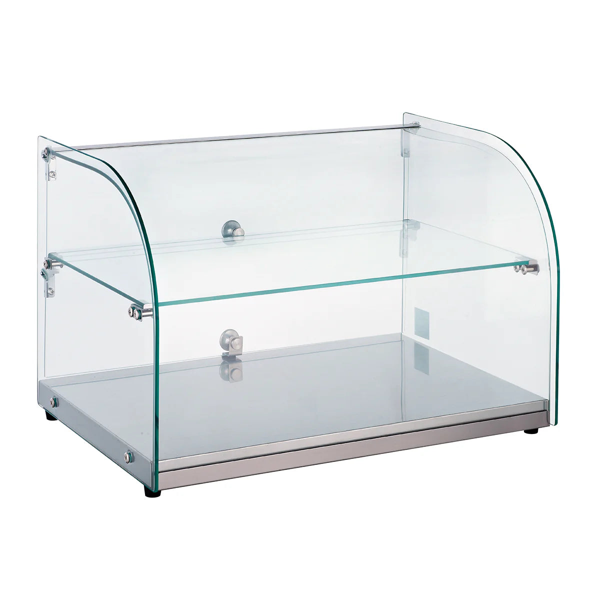 RTZ-45L | Vitrina exhibidora neutra Migsa 45 L con cristal curvo, 2 niveles y puertas traseras