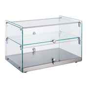 RTZ-50L | Vitrina exhibidora neutra Migsa 50 L con cristal recto, 2 niveles y puertas delanteras y traseras