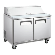 SCL-2 | Mesa fría para ensaladas Migsa 340 L con 2 puertas, tapa abatible e insertos incluidos