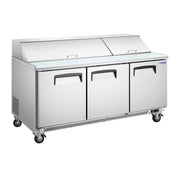 SCL-3 | Mesa fría para ensaladas Migsa 510 L con 3 puertas, tapa abatible e insertos incluidos