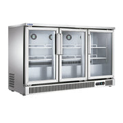 SG380  | Refrigerador contrabarra Migsa 380 L con 3 puertas de cristal y control digital de temperatura