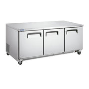UC-72C-3 | Mesa fría refrigerada Migsa 530 L con 3 puertas sólidas y control digital de temperatura